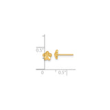 14k Yellow Gold Flower Stud Earrings, Polished Five Petal Floral Design for Women