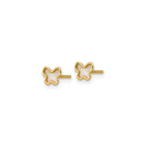 14k Yellow Gold Butterfly Stud Earrings with Mother of Pearl Inlay, Dainty Nature-Inspired Design