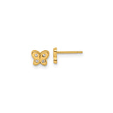 14k Yellow Gold Butterfly Stud Earrings with Cubic Zirconia, Dainty Insect Motif for Women and Girls