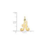 14k Yellow Gold Script Letter A Pendant, Cursive Initial Charm for Women