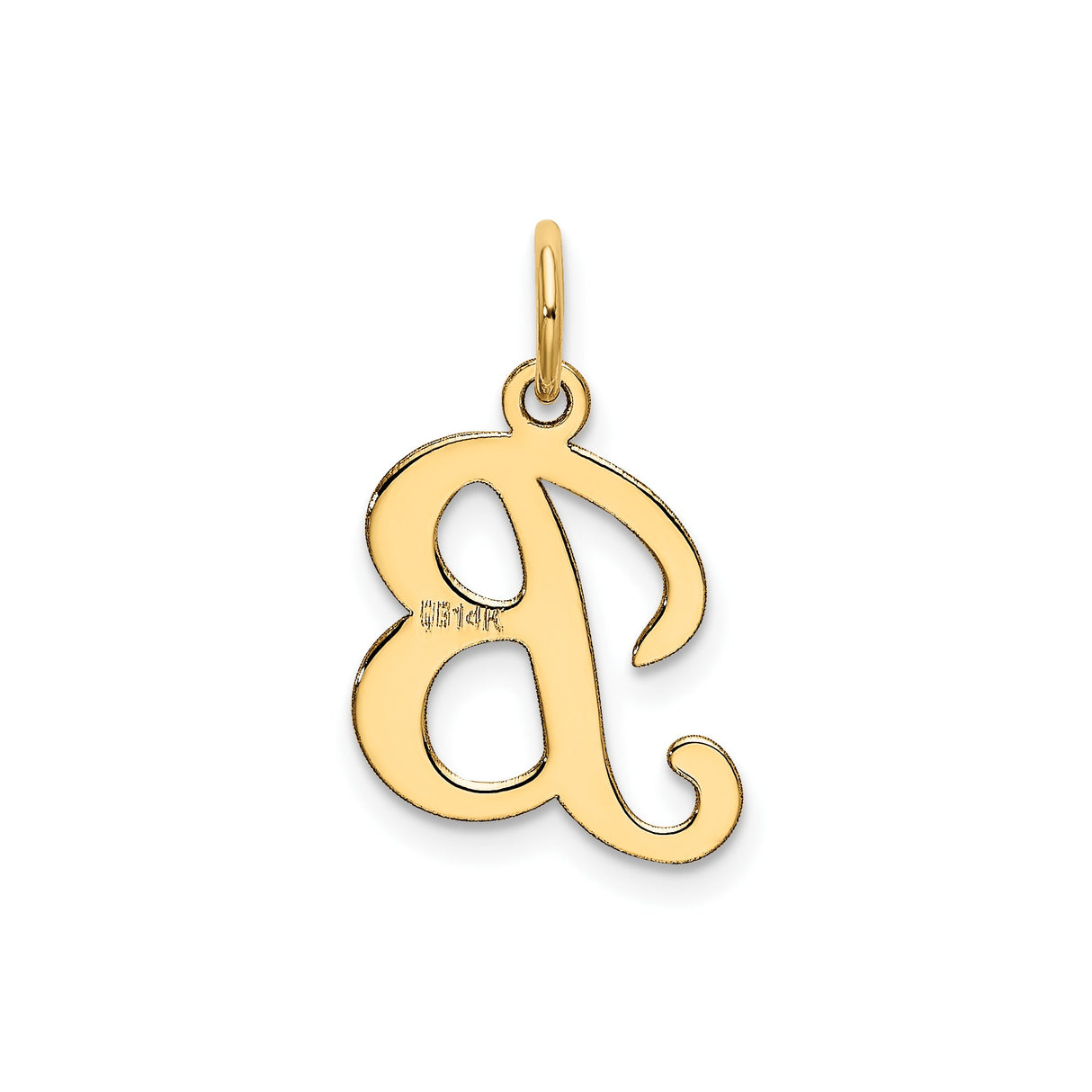 14k Yellow Gold Script Letter B Pendant Charm, Cursive Initial Jewelry for Women