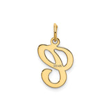 14k Yellow Gold Script Initial Letter C Pendant Charm, Polished Cursive Monogram Jewelry