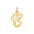 14k Yellow Gold Script Initial Letter C Pendant Charm, Polished Cursive Monogram Jewelry