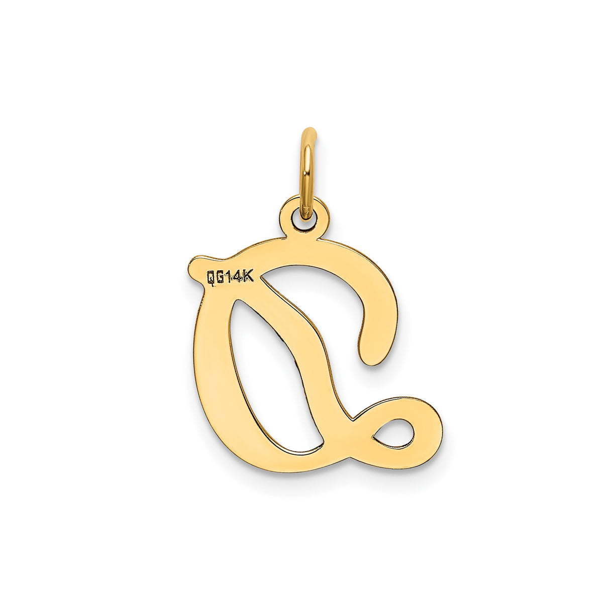 14k Yellow Gold Script Initial D Pendant Charm, Cursive Letter Monogram Jewelry for Women