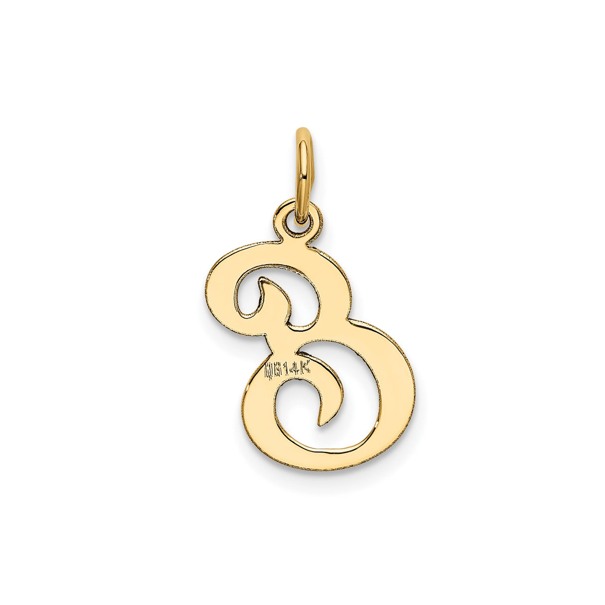14k Yellow Gold Ampersand Pendant Charm, Polished Script Symbol, Minimalist Design