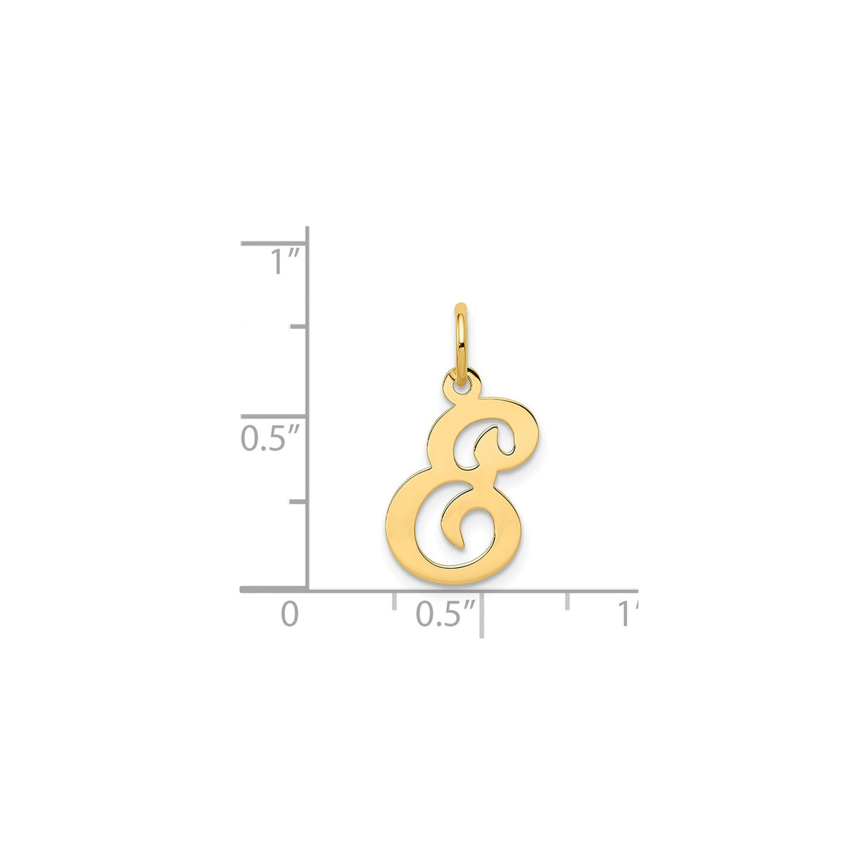 14k Yellow Gold Ampersand Pendant Charm, Polished Script Symbol, Minimalist Design
