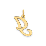 14k Yellow Gold Initial J Pendant, Polished Script Letter Charm for Women