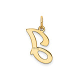 14k Yellow Gold Script Letter J Pendant, Polished Cursive Initial Charm for Women or Unisex Wear