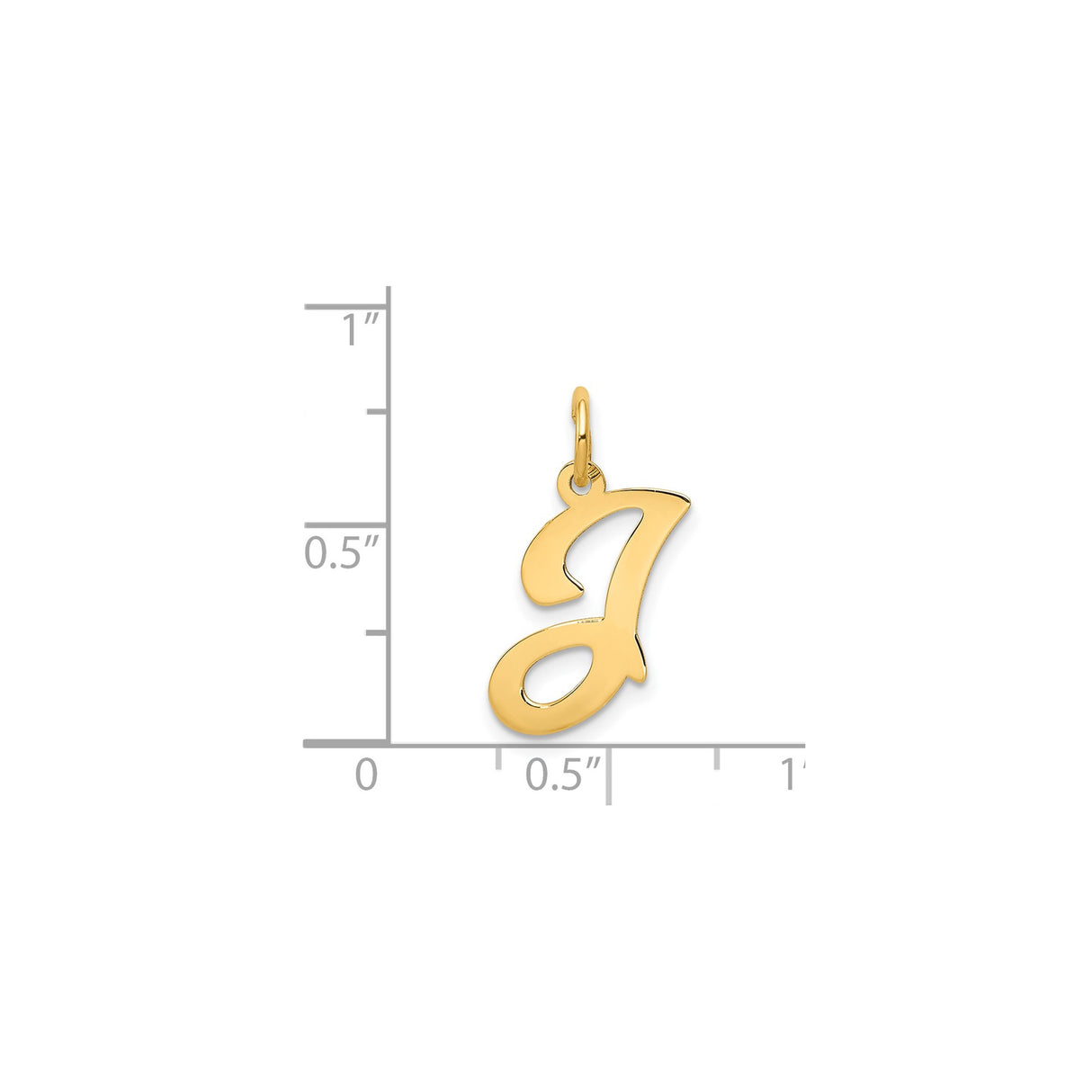 14k Yellow Gold Script Letter J Pendant, Polished Cursive Initial Charm for Women or Unisex Wear
