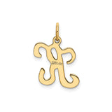 14k Yellow Gold Script Letter K Pendant, Cursive Initial Charm for Women