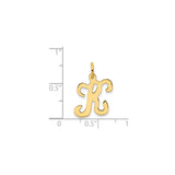 14k Yellow Gold Script Letter K Pendant, Cursive Initial Charm for Women
