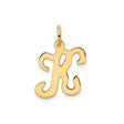 14k Yellow Gold Script Letter K Pendant, Cursive Initial Charm for Women