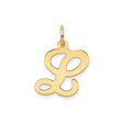 14k Yellow Gold Initial L Pendant, Cursive Letter Charm with Polished Script Design