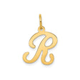 14k Yellow Gold Initial R Pendant Charm, Polished Script Letter Alphabet Jewelry for Women