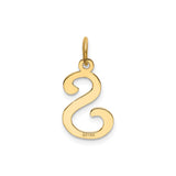 14k Yellow Gold Initial S Pendant, Script Letter Charm in Cursive Design for Women