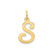 14k Yellow Gold Initial S Pendant, Script Letter Charm in Cursive Design for Women
