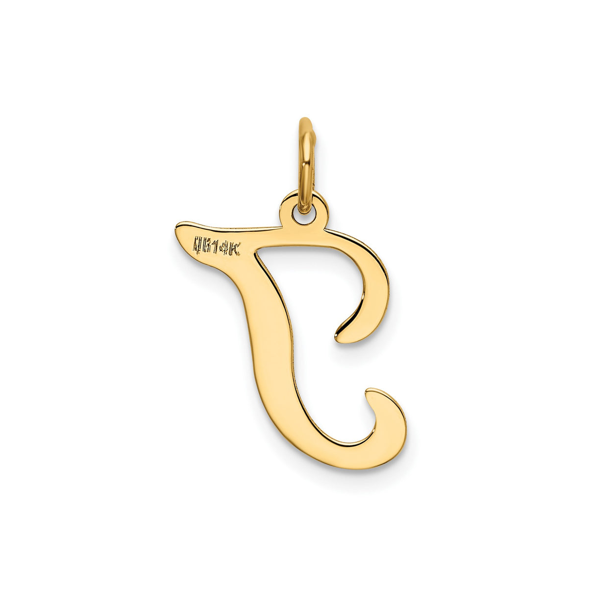 14k Yellow Gold Letter J Pendant Charm, Solid Cursive Initial Monogram Jewelry for Women or Unisex Wear
