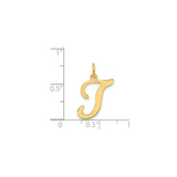 14k Yellow Gold Letter J Pendant Charm, Solid Cursive Initial Monogram Jewelry for Women or Unisex Wear