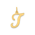 14k Yellow Gold Letter J Pendant Charm, Solid Cursive Initial Monogram Jewelry for Women or Unisex Wear