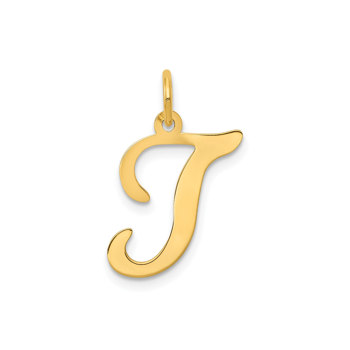 14k Yellow Gold Letter J Pendant Charm, Solid Cursive Initial Monogram Jewelry for Women or Unisex Wear