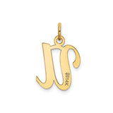 14k Yellow Gold Initial U Pendant, Script Letter Charm, Cursive Monogram Jewelry for Women or Unisex