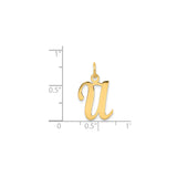 14k Yellow Gold Initial U Pendant, Script Letter Charm, Cursive Monogram Jewelry for Women or Unisex