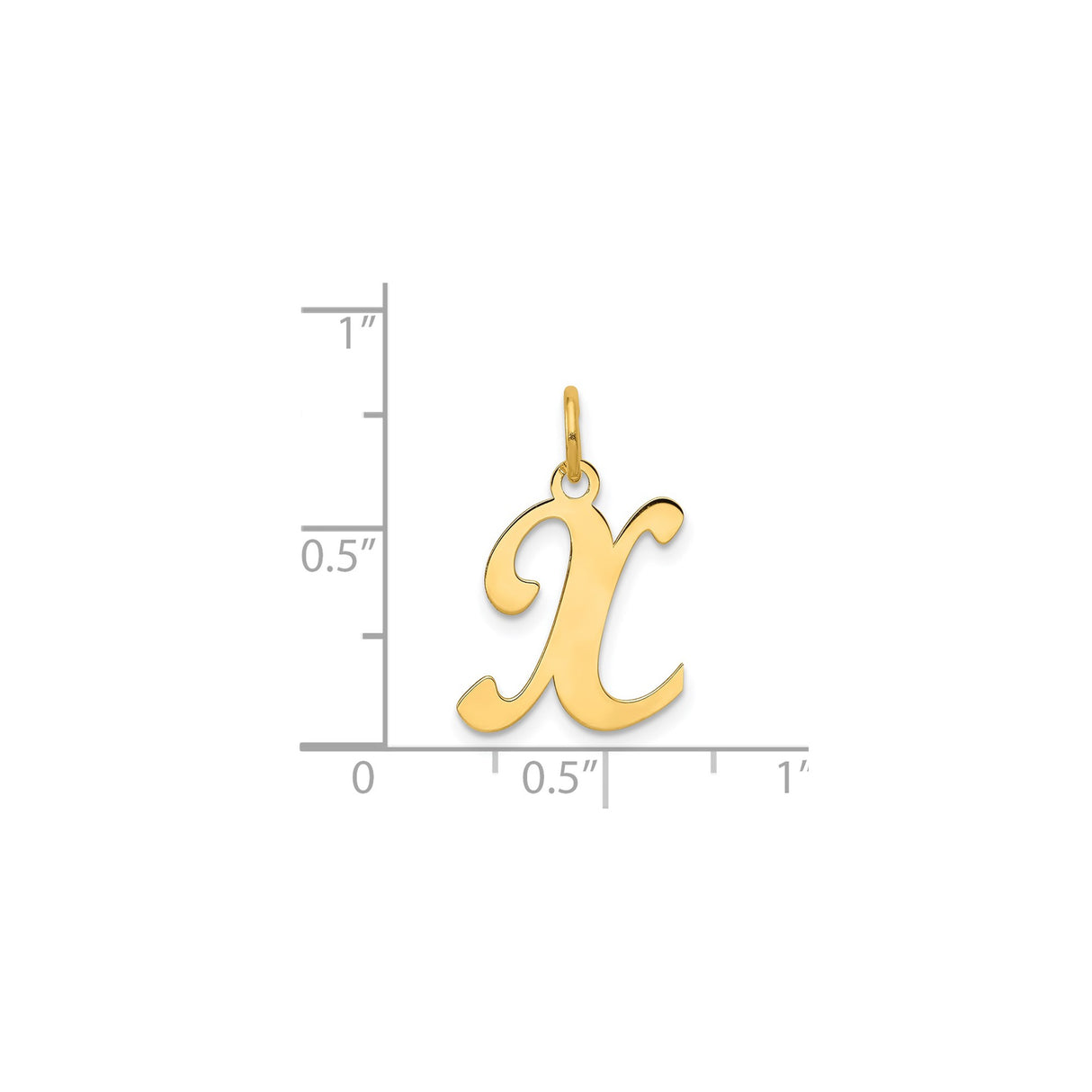 14k Yellow Gold Script Letter X Pendant, Cursive Monogram Charm for Women