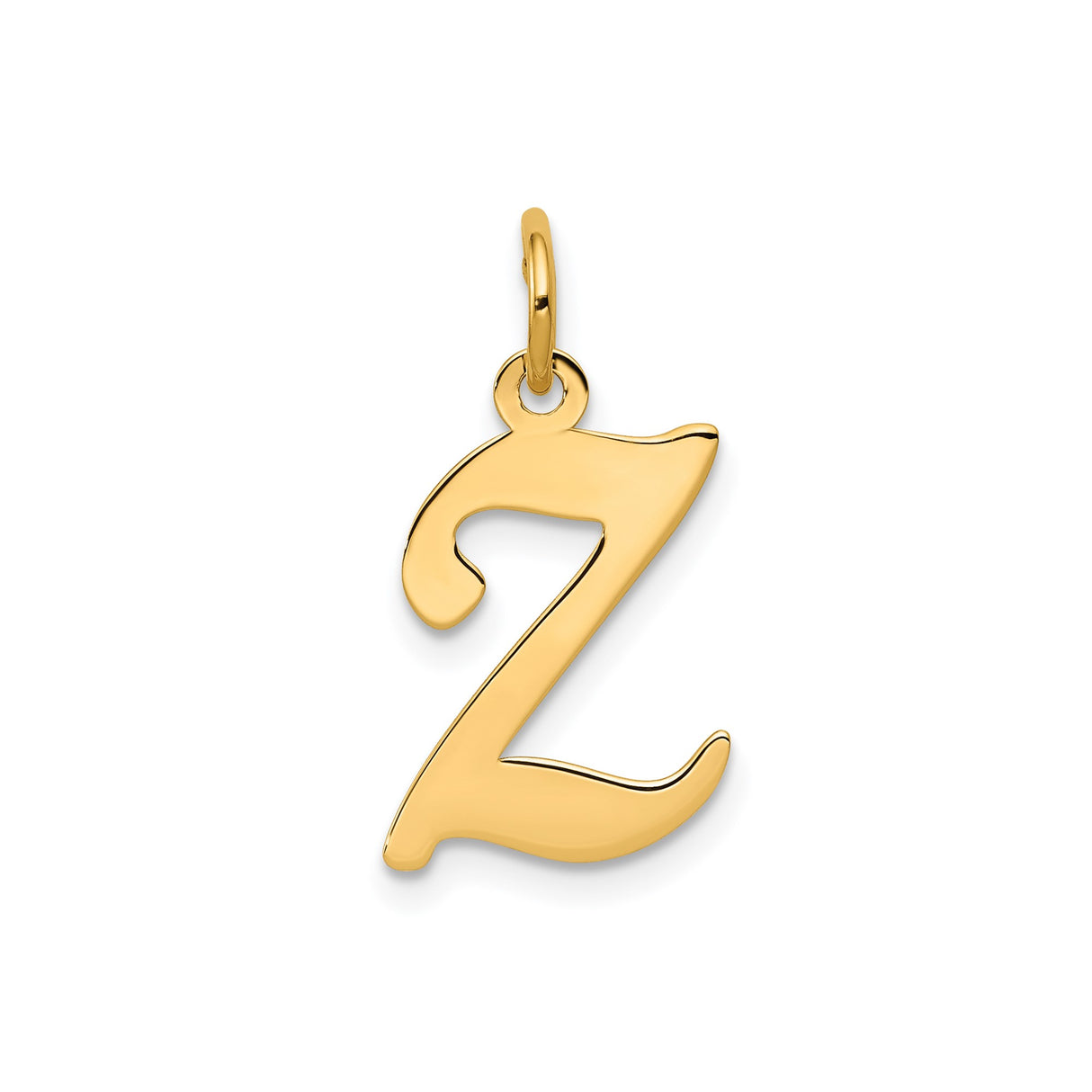 14k Yellow Gold Letter Z Pendant, Script Initial Charm, Dainty Custom Jewelry for Women