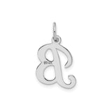 14k White Gold Initial B Pendant, Polished Script Letter Charm, Dainty Cursive Monogram Jewelry