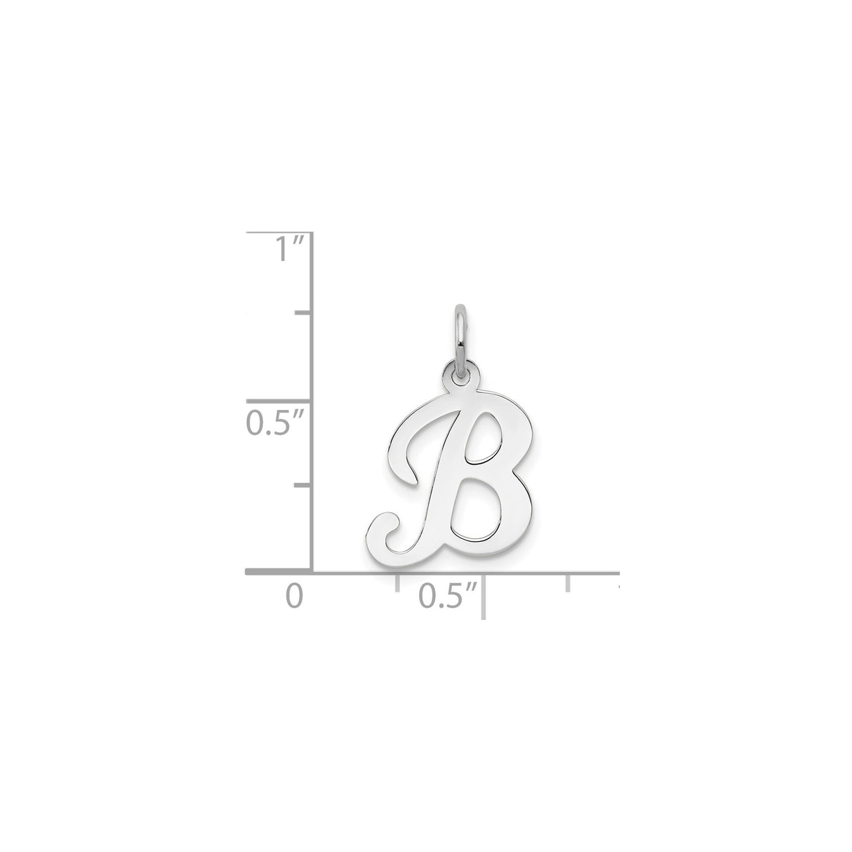 14k White Gold Initial B Pendant, Polished Script Letter Charm, Dainty Cursive Monogram Jewelry