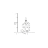 14k White Gold Initial B Pendant, Polished Script Letter Charm, Dainty Cursive Monogram Jewelry
