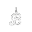 14k White Gold Initial B Pendant, Polished Script Letter Charm, Dainty Cursive Monogram Jewelry