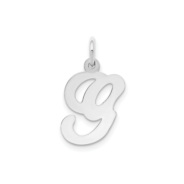 14k White Gold Lowercase G Initial Pendant, Script Letter Charm, Dainty Monogram Jewelry