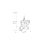 14k White Gold Initial H Pendant, Polished Script Letter Charm for Women