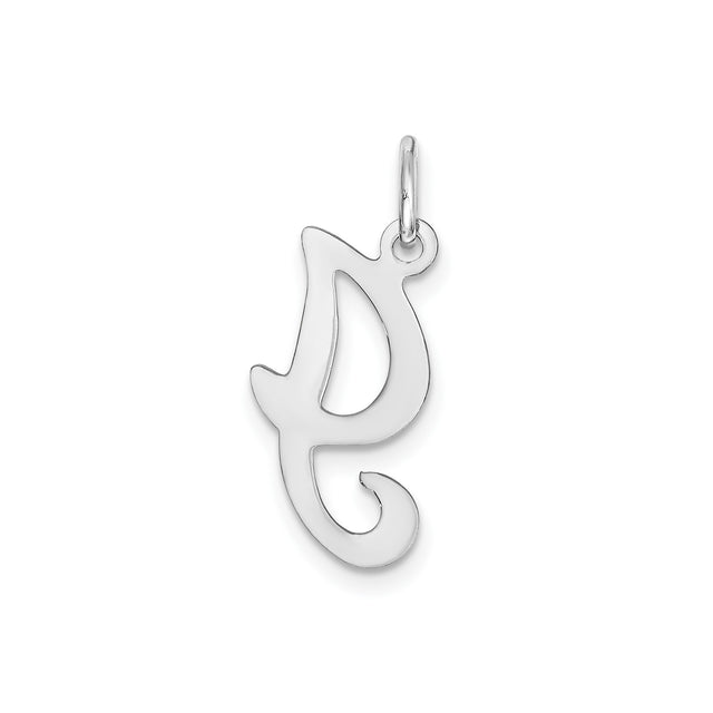 14k White Gold Initial D Pendant, Script Letter Charm, Cursive Monogram Jewelry for Women