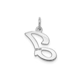 14k White Gold Letter J Pendant, Polished Script Initial Charm for Women