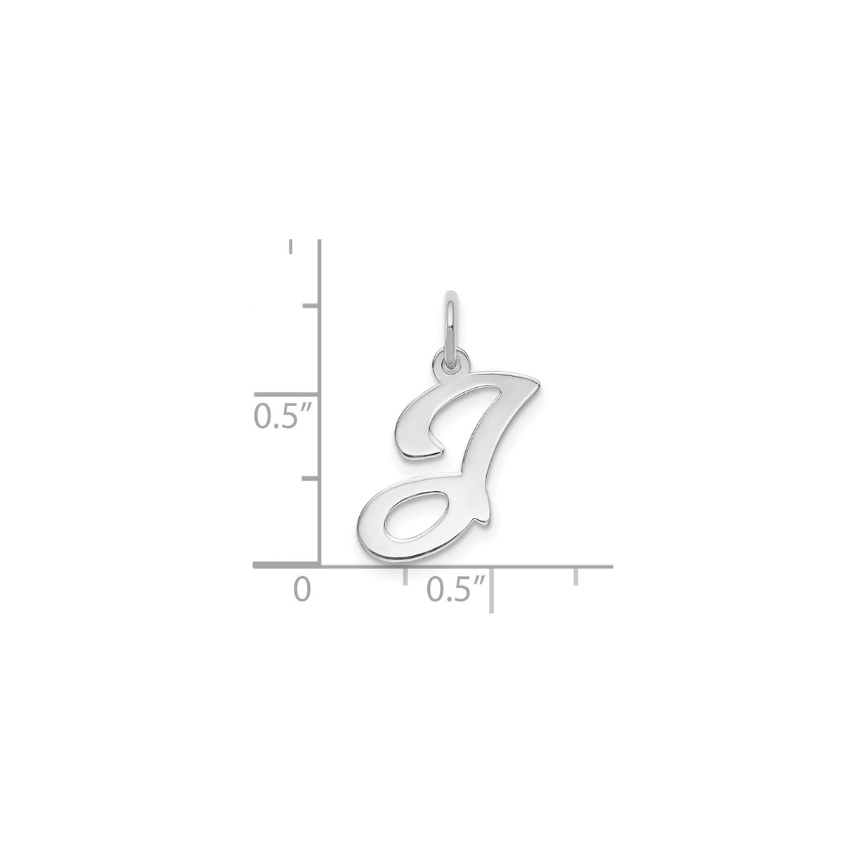 14k White Gold Letter J Pendant, Polished Script Initial Charm for Women