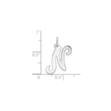 14k White Gold Script Letter N Pendant Charm, Polished Cursive Initial Jewelry for Women