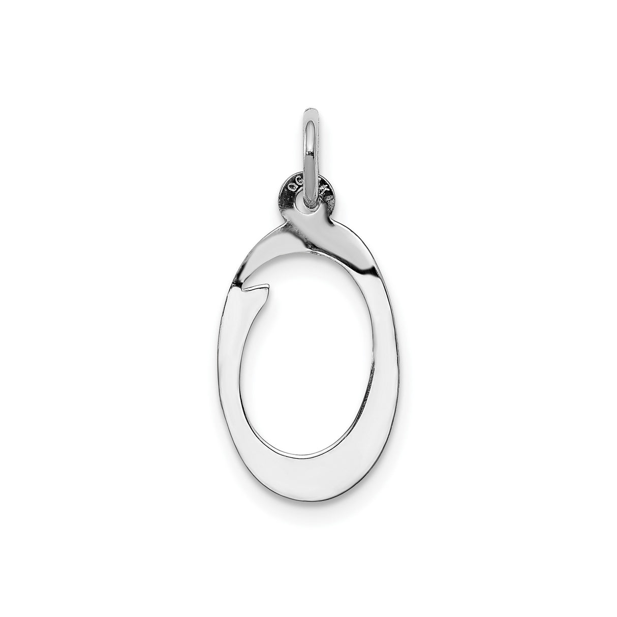 14k White Gold Letter O Pendant, Script Initial Charm, Minimalist Monogram Jewelry for Women