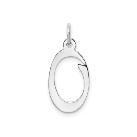 14k White Gold Letter O Pendant, Script Initial Charm, Minimalist Monogram Jewelry for Women