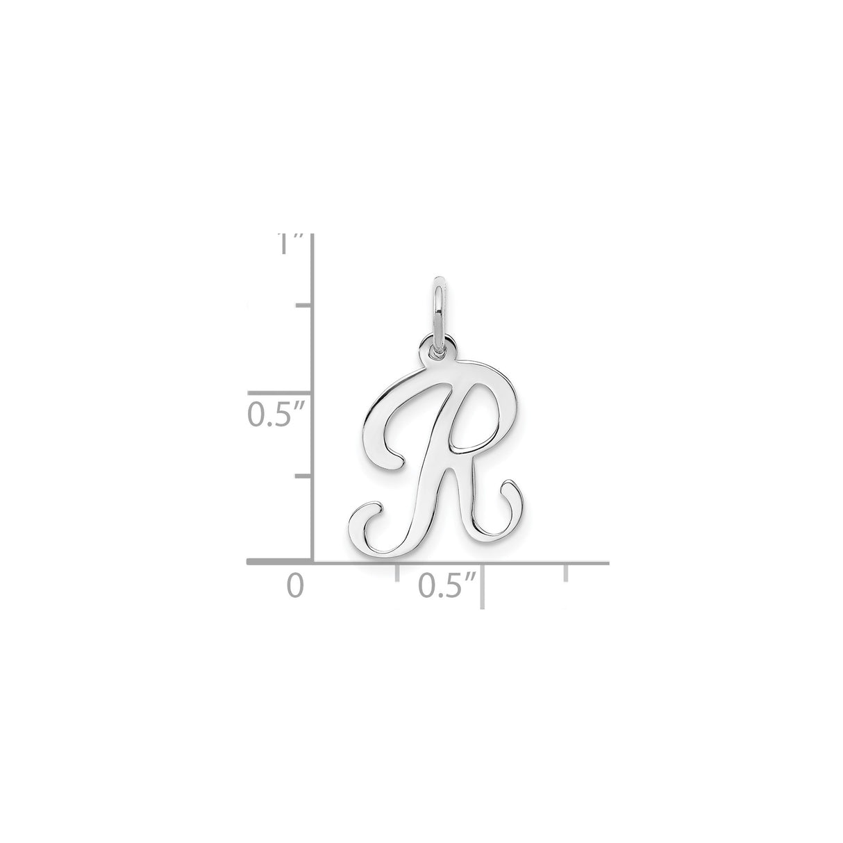 14k White Gold Script Initial R Pendant, Cursive Letter Charm, Monogram Jewelry for Women