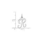 14k White Gold Script Initial R Pendant, Cursive Letter Charm, Monogram Jewelry for Women