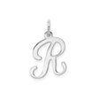 14k White Gold Script Initial R Pendant, Cursive Letter Charm, Monogram Jewelry for Women