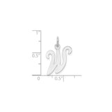 14k White Gold Initial W Pendant, Polished Script Letter Charm in Cursive Style for Women