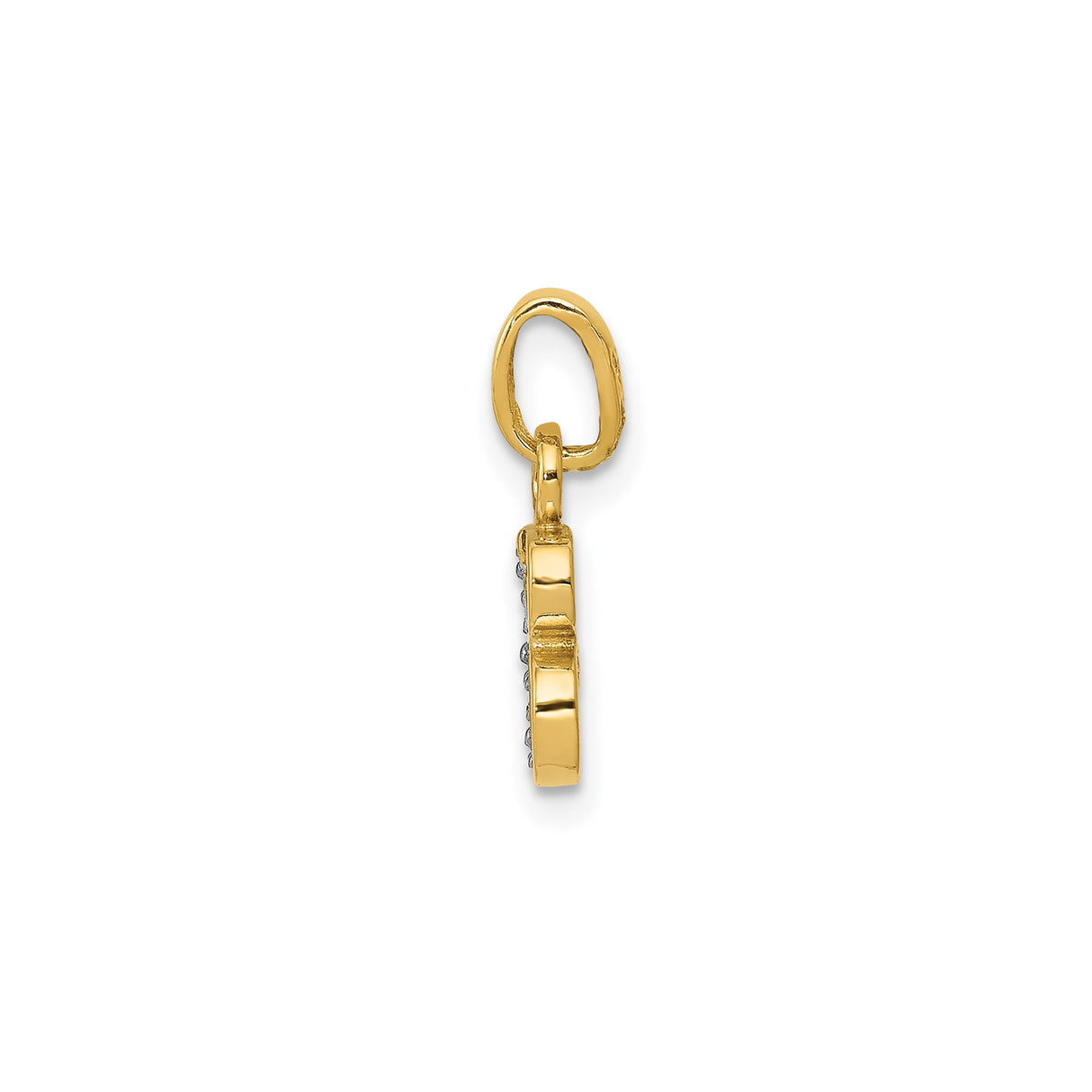 14k Multi-Tone Gold Initial B Pendant with Diamond Cut Rhodium Finish