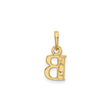 14k Multi-Tone Gold Initial B Pendant with Diamond Cut Rhodium Finish