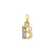 14k Multi-Tone Gold Initial B Pendant with Diamond Cut Rhodium Finish