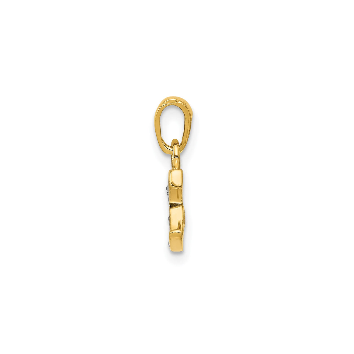 14k Multi-Tone Gold Initial C Pendant with Diamond Cut Details