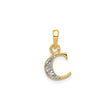 14k Multi-Tone Gold Initial C Pendant with Diamond Cut Details