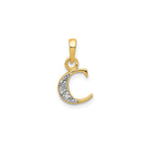 14k Multi-Tone Gold Initial C Pendant with Diamond Cut Details